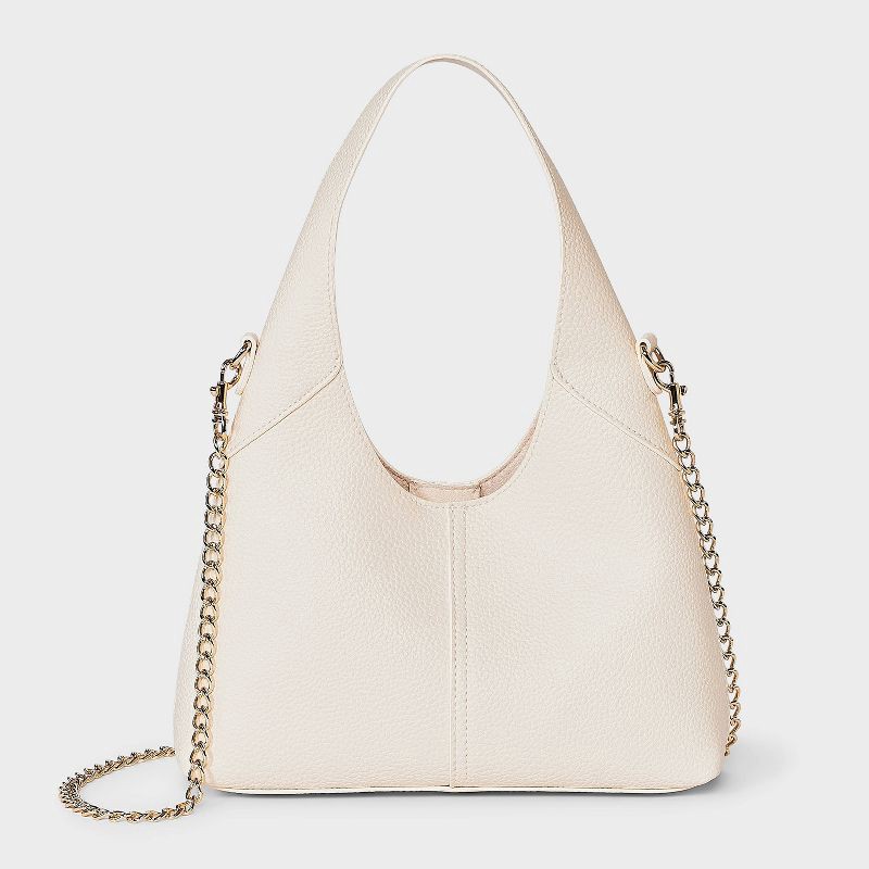 slide 1 of 5, Mini Slouchy Chain Handbag - Universal Thread™ Off-white, 1 ct