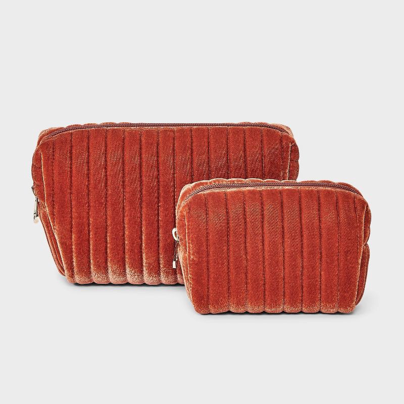 slide 1 of 6, Cosmetic Pouch 2pc Set - Universal Thread™ Orange, 2 ct