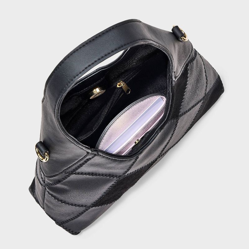 slide 4 of 5, Square Patchwork Mini Slouchy Chain Handbag - Universal Thread™ Black, 1 ct