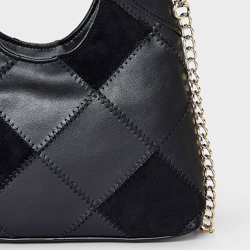 slide 5 of 5, Square Patchwork Mini Slouchy Chain Handbag - Universal Thread™ Black, 1 ct