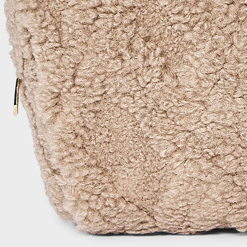 slide 4 of 5, Faux Shearling Cosmetic Pouch 2pc Set - Universal Thread™ Taupe, 2 ct