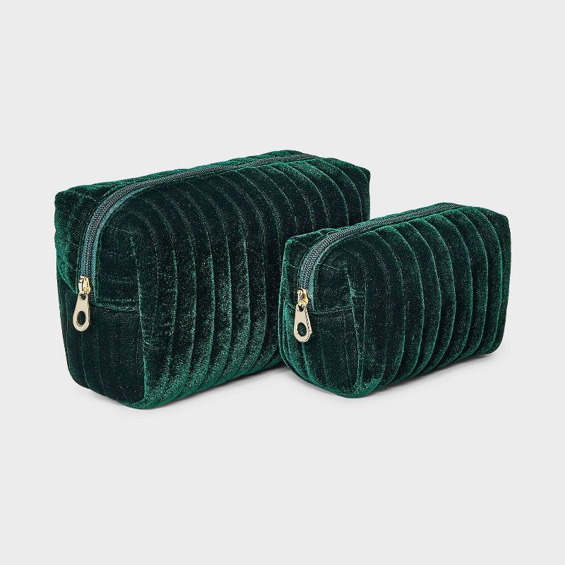 slide 2 of 6, Cosmetic Pouch 2pc Set - Universal Thread™ Green, 2 ct