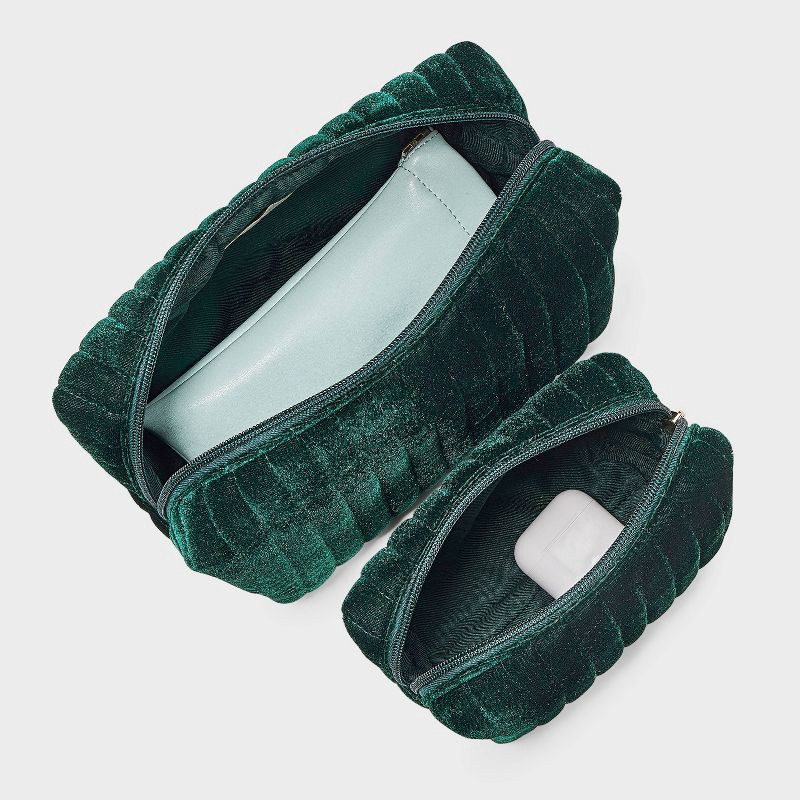 slide 3 of 6, Cosmetic Pouch 2pc Set - Universal Thread™ Green, 2 ct
