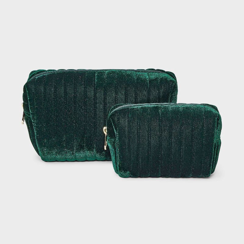 slide 1 of 6, Cosmetic Pouch 2pc Set - Universal Thread™ Green, 2 ct
