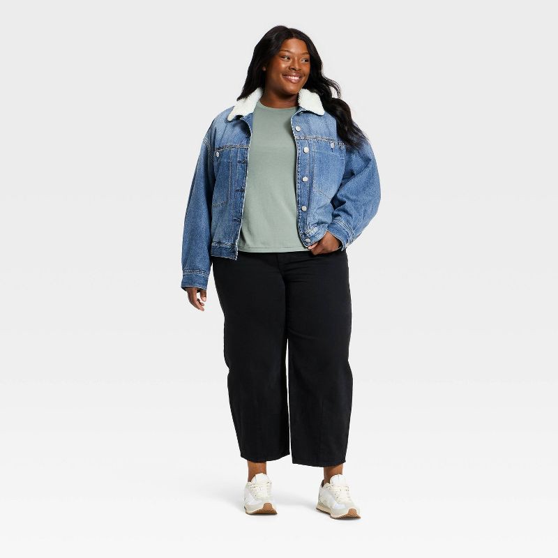 slide 3 of 3, Women's Bubble Denim Jacket - Universal Thread™ Light Wash XXL, 1 ct