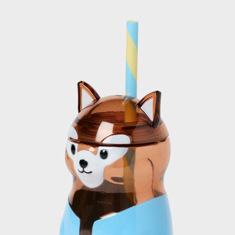 slide 3 of 3, 10 fl oz Figural Squirrel Tumbler with Straw Blue - Pillowfort™, 10 fl oz