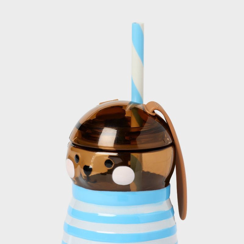 slide 3 of 3, 10 fl oz Figural Bunny Tumbler with Straw Sky Blue - Pillowfort™, 10 fl oz