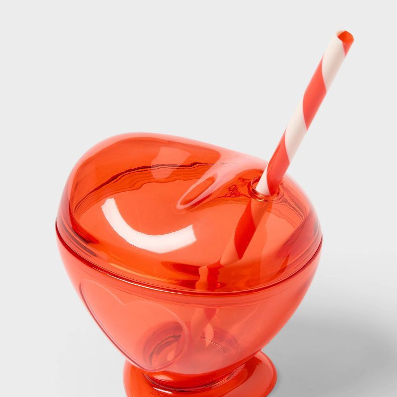 slide 3 of 3, 10 fl oz Figural Red Heart Tumbler with Straw - Pillowfort™, 10 fl oz