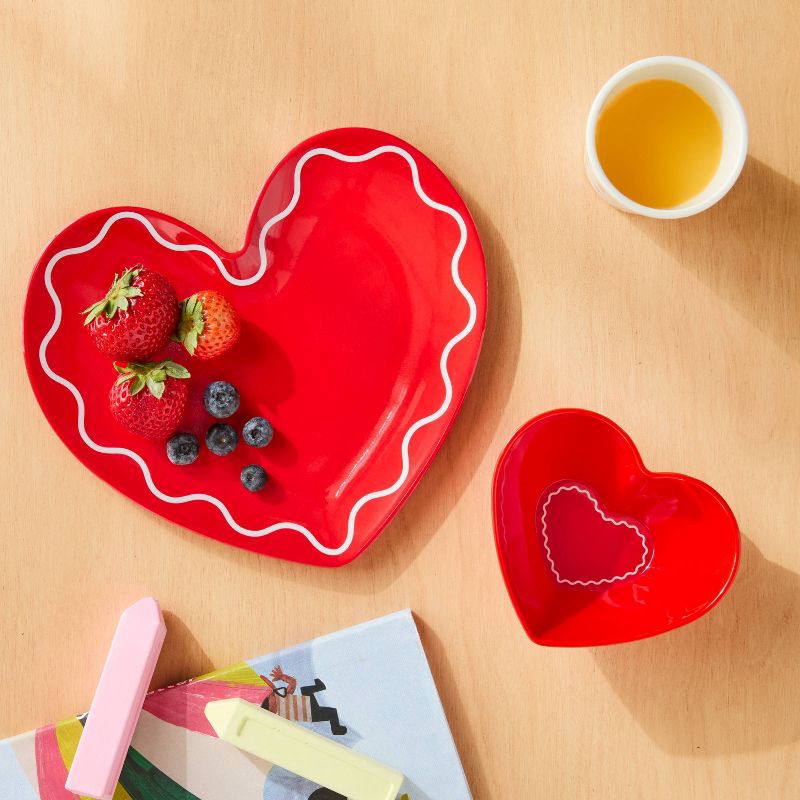 slide 2 of 3, 8" Bamboo Composite Dinner Plate Red - Pillowfort™, 1 ct