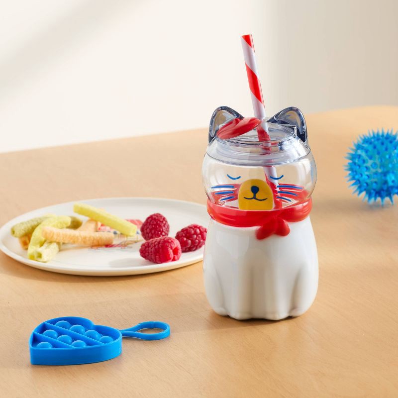 slide 2 of 3, 12 fl oz Figural Cat shape with Bow Tumbler - Pillowfort™, 12 fl oz