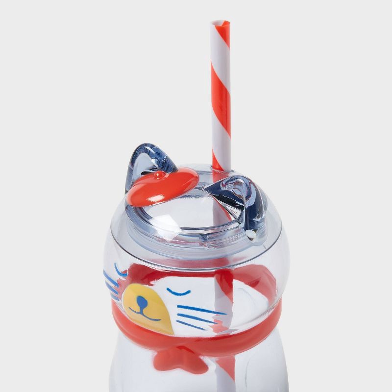 slide 3 of 3, 12 fl oz Figural Cat shape with Bow Tumbler - Pillowfort™, 12 fl oz