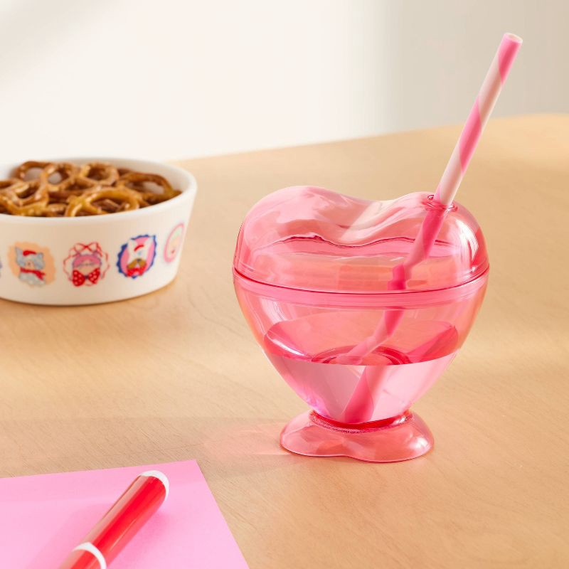 slide 2 of 3, 10 fl oz Figural Pink Heart Tumbler with Straw - Pillowfort™, 10 fl oz