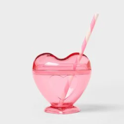 10 fl oz Figural Pink Heart Tumbler with Straw - Pillowfort™