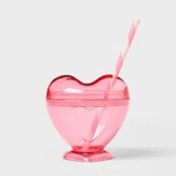 10 fl oz Figural Pink Heart Tumbler with Straw - Pillowfort™