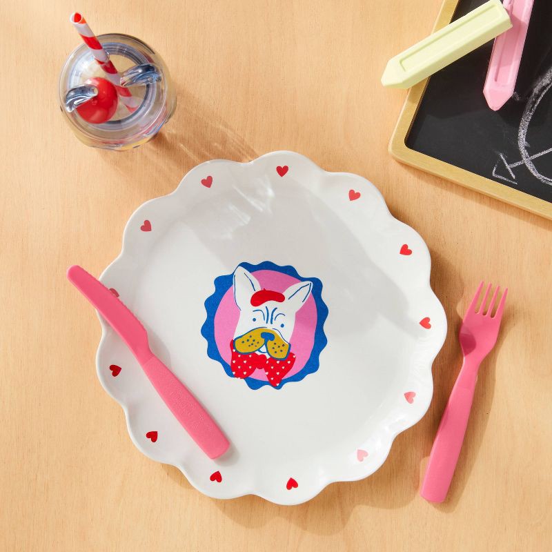 slide 2 of 3, 10.5" Scallop Novelty Dog Dinner Plate Blue - Pillowfort™, 1 ct