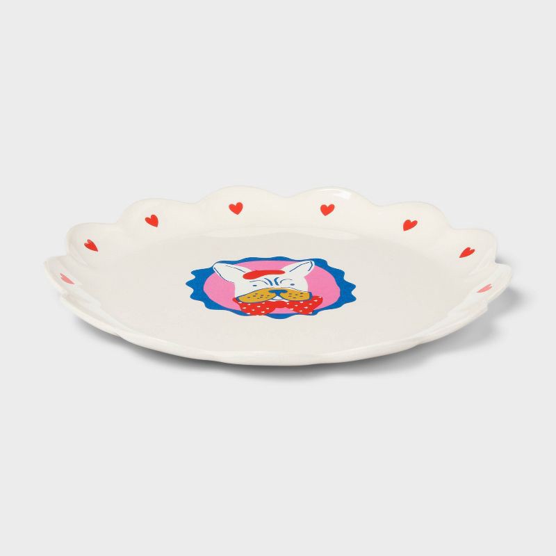 slide 3 of 3, 10.5" Scallop Novelty Dog Dinner Plate Blue - Pillowfort™, 1 ct