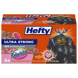 Hefty Multi Purpose Drawstring Fabuloso Trash Bags - Watermelon - 30 Gallon - 34ct