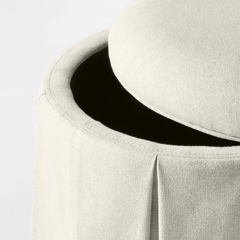 slide 4 of 6, Threshold designed w/Studio McGee Box Pleat Skirt Storage Ottoman Performance Fabric Cream - Threshold™ designed with Studio McGee, 1 ct
