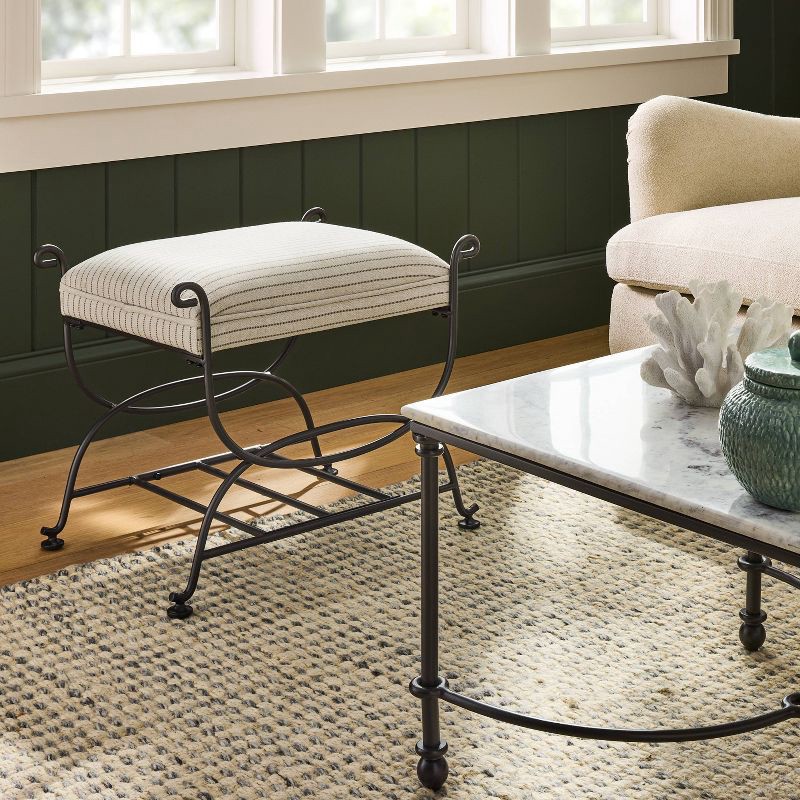 slide 2 of 6, Threshold designed w/Studio McGee Metal Ottoman Performance Stripe Fabric - Threshold™ designed with Studio McGee; Fully Assembled, 1 ct