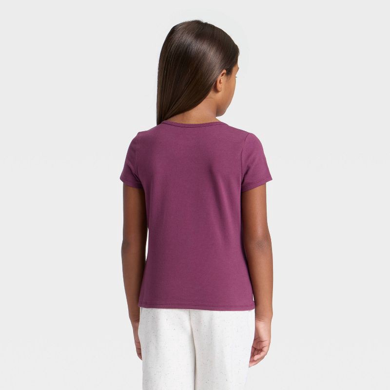 slide 2 of 3, Girls' Short Sleeve Fitted T-Shirt - Cat & Jack™ Burgundy S, 1 ct