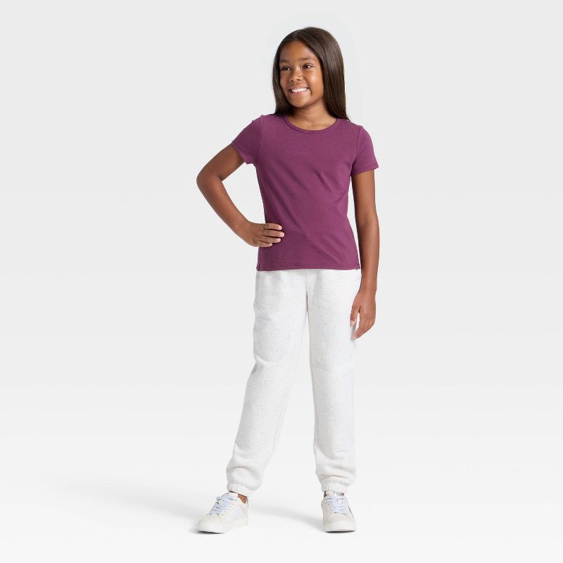 slide 3 of 3, Girls' Short Sleeve Fitted T-Shirt - Cat & Jack™ Burgundy L, 1 ct