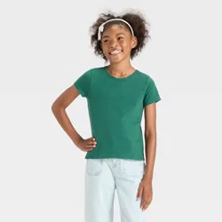Girls' Short Sleeve Fitted T-Shirt - Cat & Jack™ Jade Green L