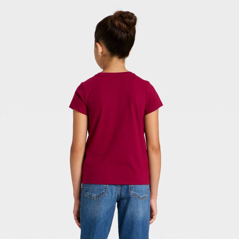 slide 3 of 4, Girls' Short Sleeve 'Glitter Star' Graphic T-Shirt - Cat & Jack™ Dark Red XL, 1 ct