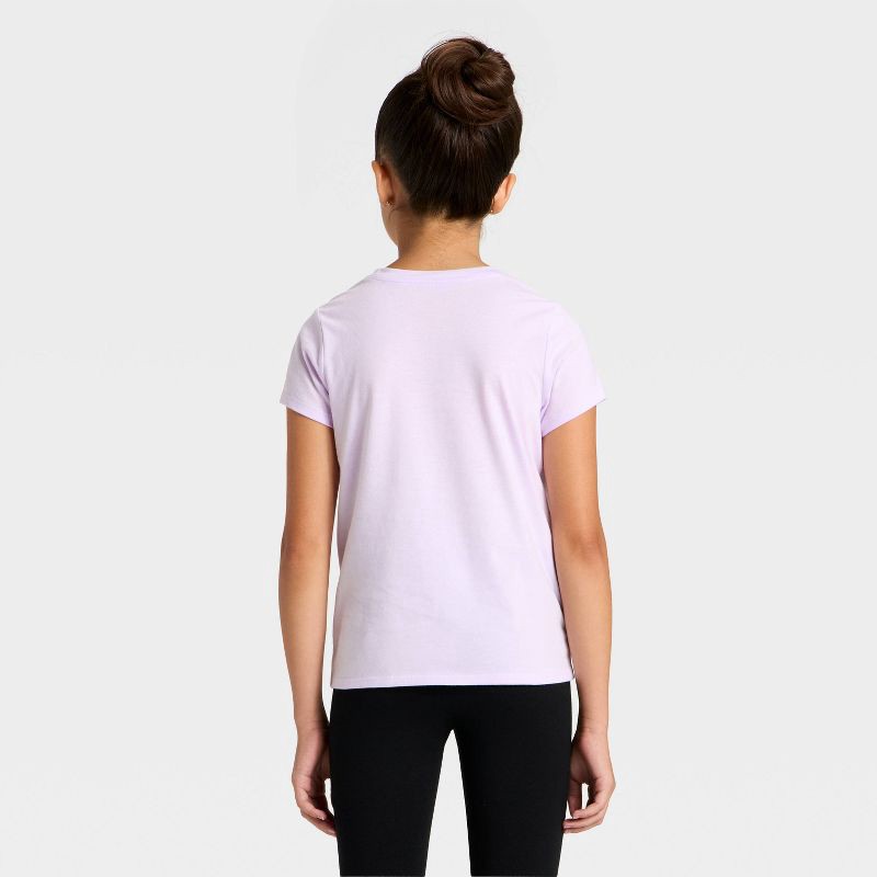 slide 3 of 4, Girls' Short Sleeve 'swans' Graphic T-Shirt - Cat & Jack™ Light Violet L, 1 ct