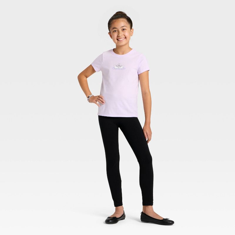 slide 4 of 4, Girls' Short Sleeve 'swans' Graphic T-Shirt - Cat & Jack™ Light Violet L, 1 ct