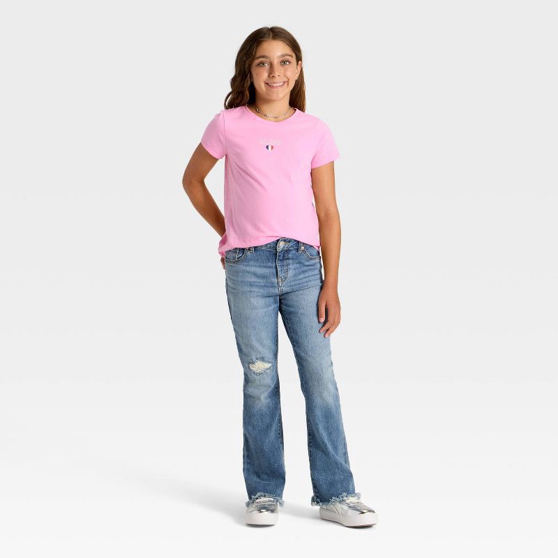slide 4 of 4, Girls' Short Sleeve 'Paris Heart' Graphic T-Shirt - Cat & Jack™ Rose Pink XL, 1 ct
