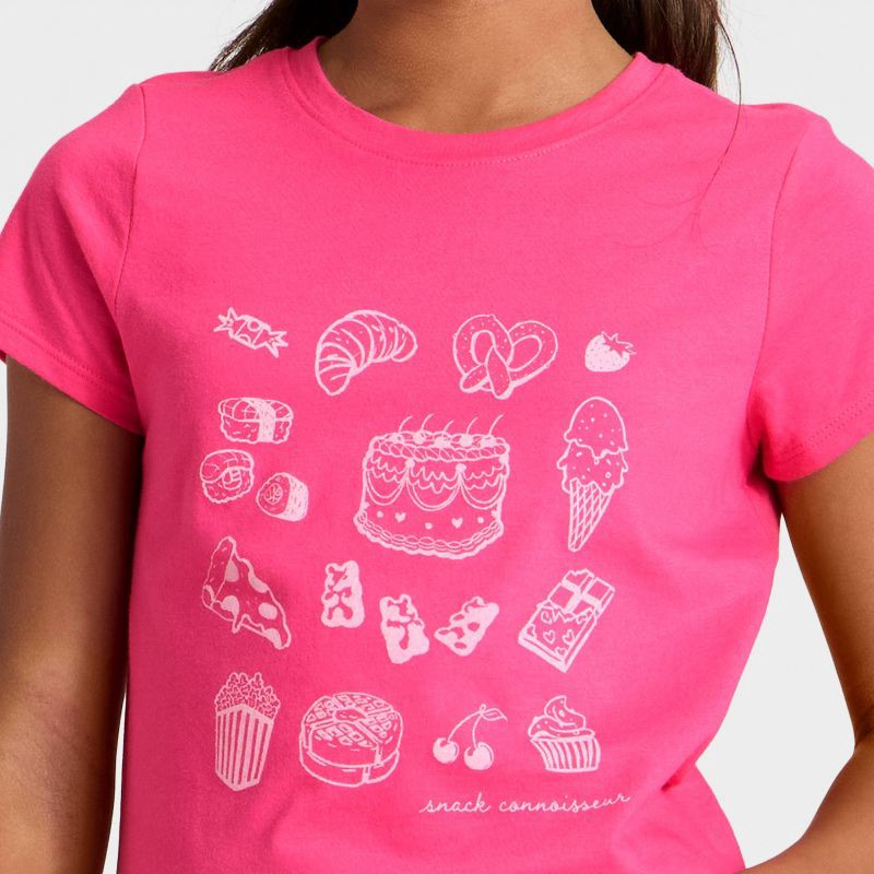 slide 2 of 4, Girls' Short Sleeve 'Pastries' Graphic T-Shirt - Cat & Jack™ Pink S, 1 ct