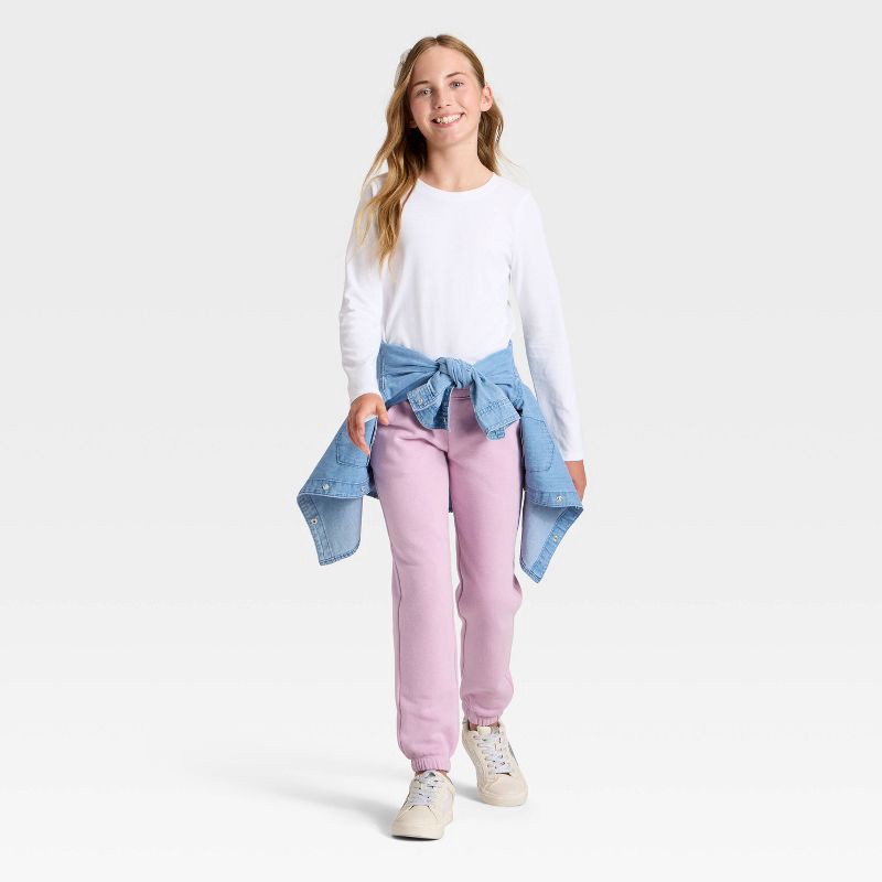 slide 3 of 3, Girls' Long Sleeve T-Shirt - Cat & Jack™ White XS, 1 ct