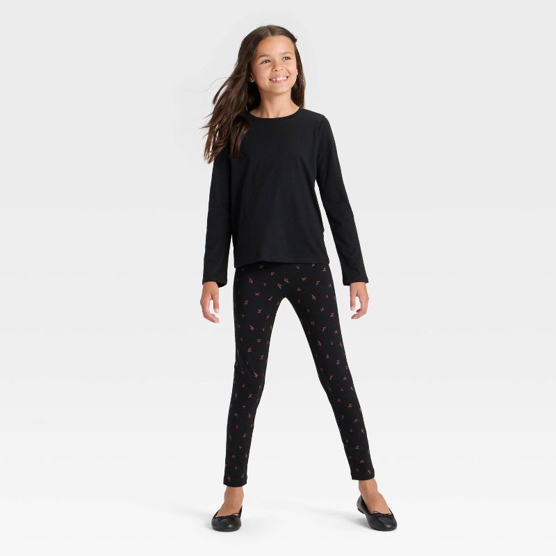 slide 3 of 3, Girls' Long Sleeve T-Shirt - Cat & Jack™ Black S, 1 ct