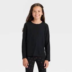 Girls' Long Sleeve T-Shirt - Cat & Jack™ Black L