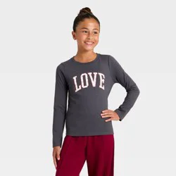 Girls' Long Sleeve 'Love Cherries' Graphic T-Shirt - Cat & Jack™ Dark Gray S