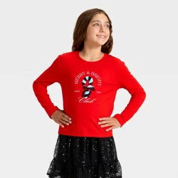 Girls' Long Sleeve Christmas 'Candy Cane' Flip Sequin T-Shirt - Cat & Jack™ Red M
