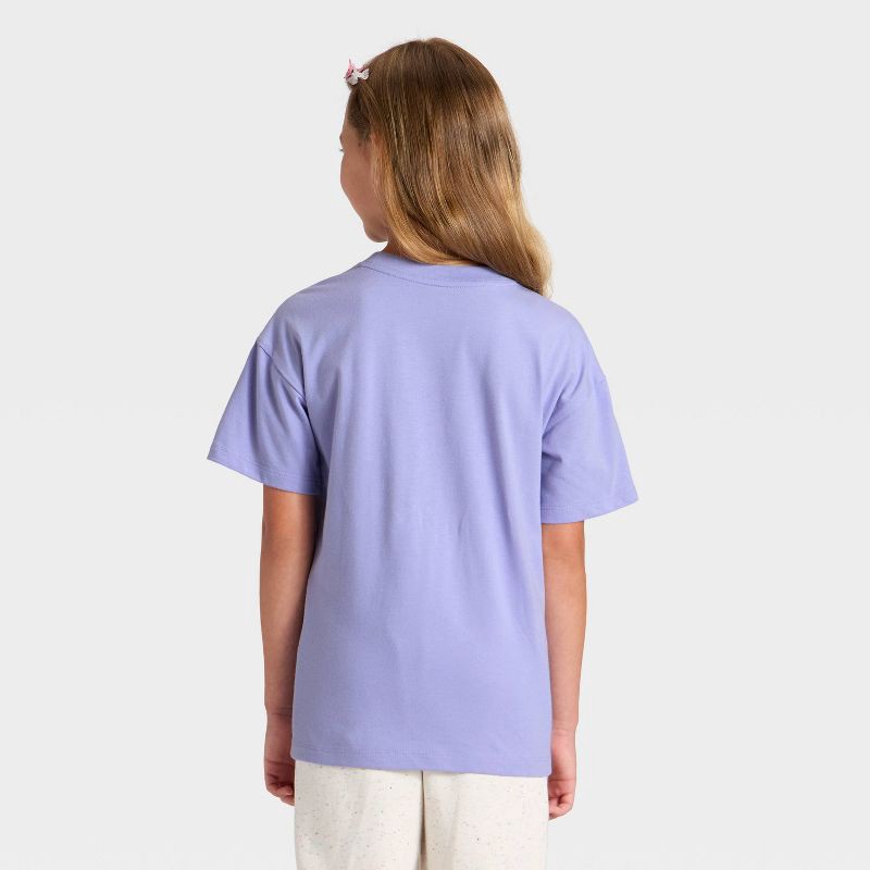 slide 3 of 4, Girls' Short Sleeve 'Party On' Oversized Graphic T-Shirt - Cat & Jack™ Purple XS, 1 ct