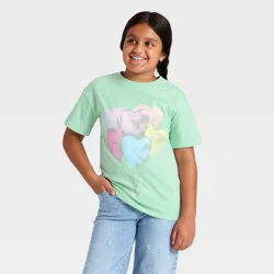 Girls' Short Sleeve 'Heart Balloons' Oversized Graphic T-Shirt - Cat & Jack™ Mint Green XL