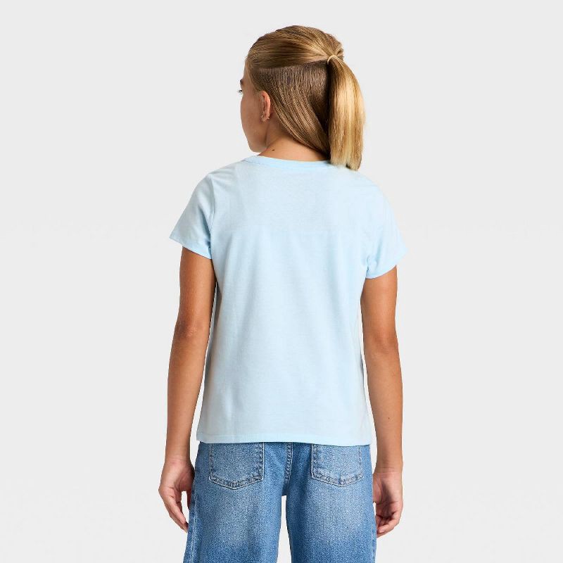 slide 2 of 3, Girls' Short Sleeve Hanukkah 'Menorah' Graphic T-Shirt - Cat & Jack™ Light Blue XS, 1 ct