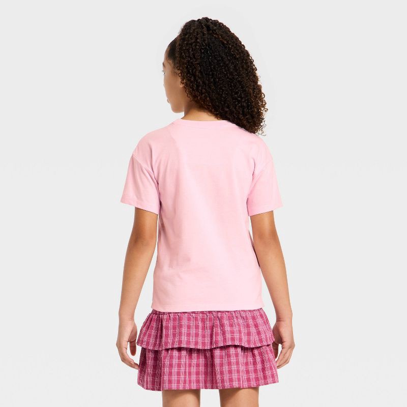 slide 3 of 4, Girls' Short Sleeve Valentine's Day 'Candy Hearts' Oversized Graphic T-Shirt - Cat & Jack™ Pink XL, 1 ct