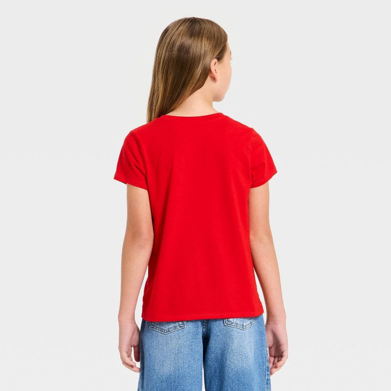 slide 3 of 4, Girls' Short Sleeve Valentine's Day 'Rose Heart' Graphic T-Shirt - Cat & Jack™ Red L, 1 ct
