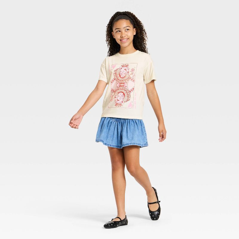 slide 4 of 4, Girls' Short Sleeve Valentine's Day 'Leopard Queen' Oversized Graphic T-Shirt - Cat & Jack™ Cream L, 1 ct