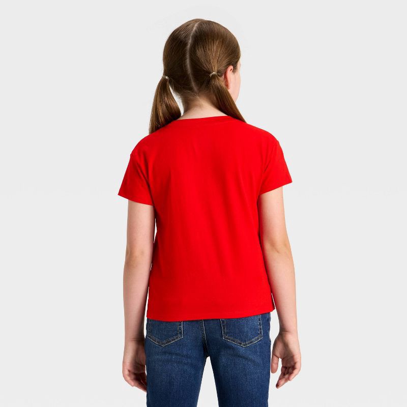 slide 4 of 4, Girls' Short Sleeve Christmas 'Candy Cane' Flip Sequin T-Shirt - Cat & Jack™ Red M, 1 ct