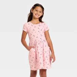 Girls' Short Sleeve Valentine's Day 'Heart' Dress - Cat & Jack™ Light Pink S