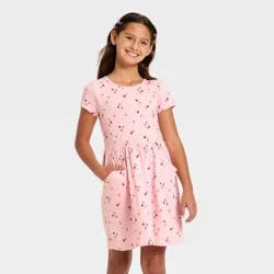 Girls' Short Sleeve Valentine's Day 'Heart' Dress - Cat & Jack™ Light Pink M