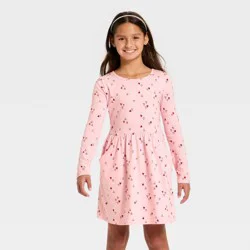 Girls' Long Sleeve Valentine's Day 'Heart' Dress - Cat & Jack™ Light Pink L