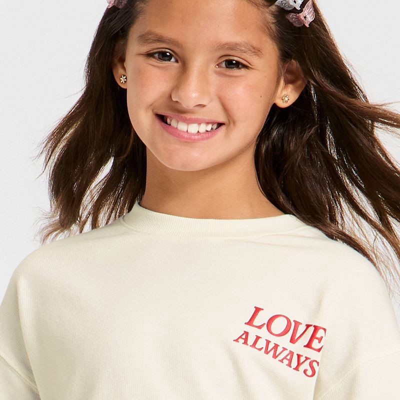 slide 2 of 4, Girls' French Terry Valentine's Day Pullover Sweatshirt - Cat & Jack™ Cream L, 1 ct