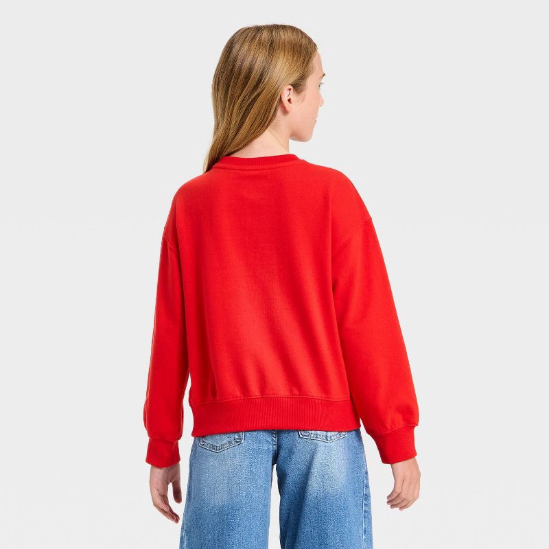 slide 3 of 4, Girls' French Terry Valentine's Day Pullover Sweatshirt - Cat & Jack™ Red L, 1 ct