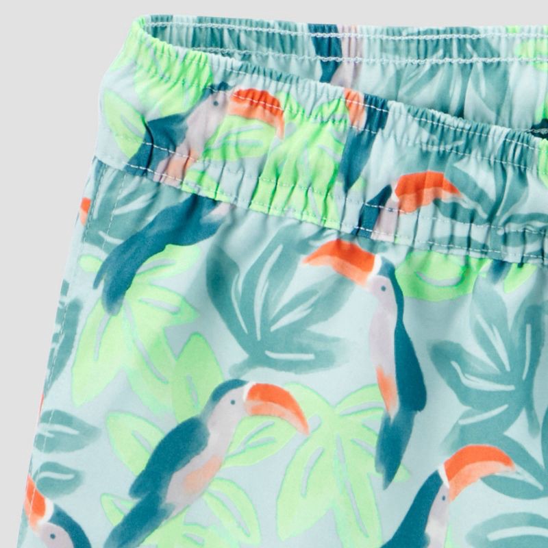 slide 4 of 4, Carter's Just One You® Toddler Boys' Long Sleeve Tropical Toucan 2PC Rash Guard & Swim Trunk Set - Teal 18M, 2 ct