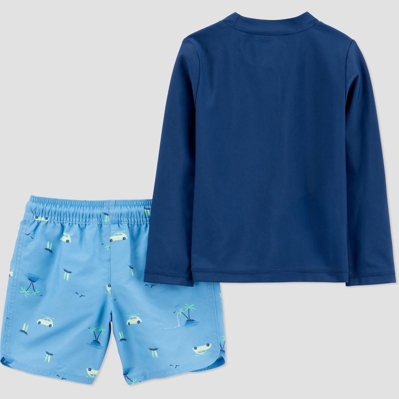 slide 2 of 4, Carter's Just One You® Toddler Boys' Long Sleeve Scenic 2PC Rash Guard & Trunk Set - Blue 12M, 2 ct